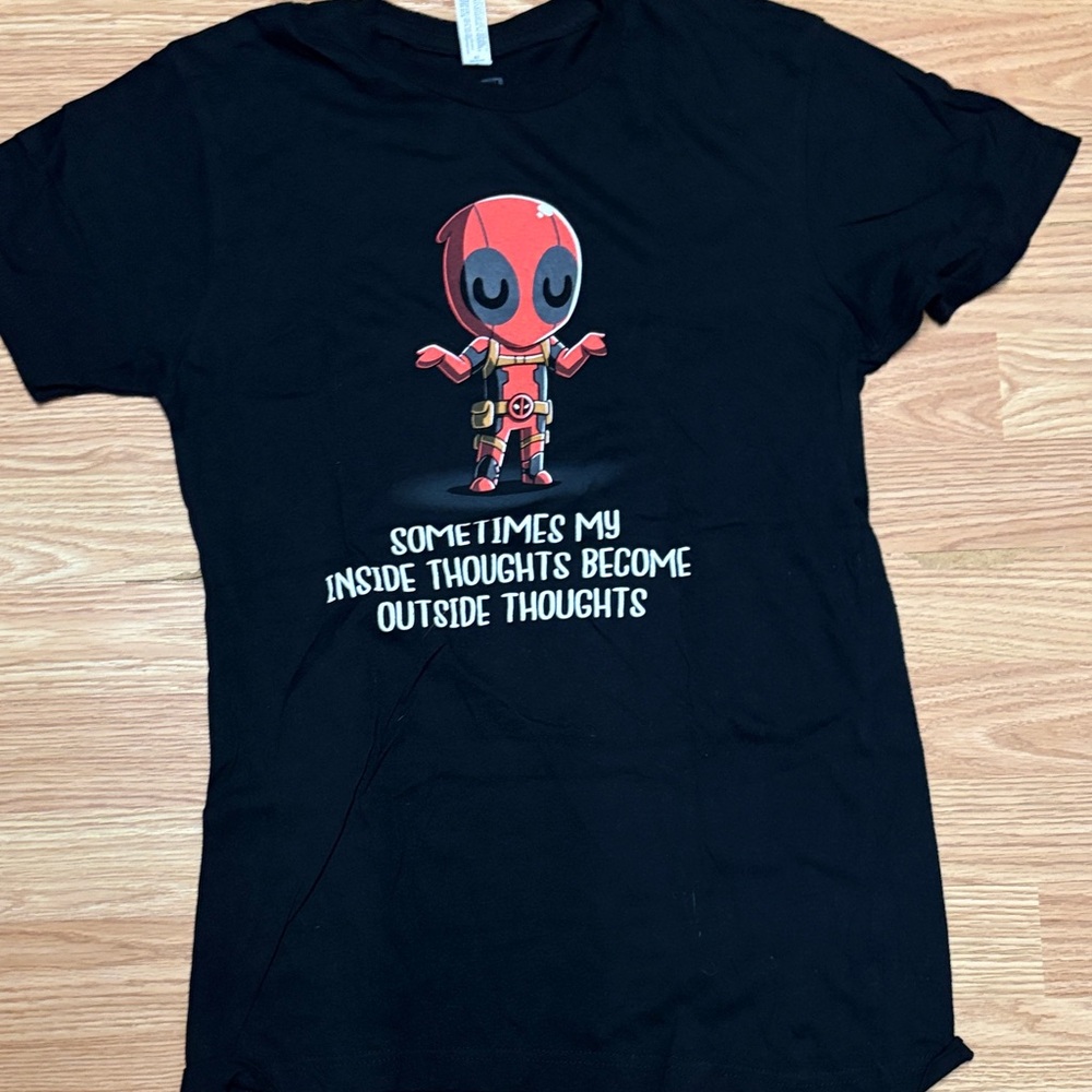 Marvel Kids Black Tee with Red Deadpool Graphic